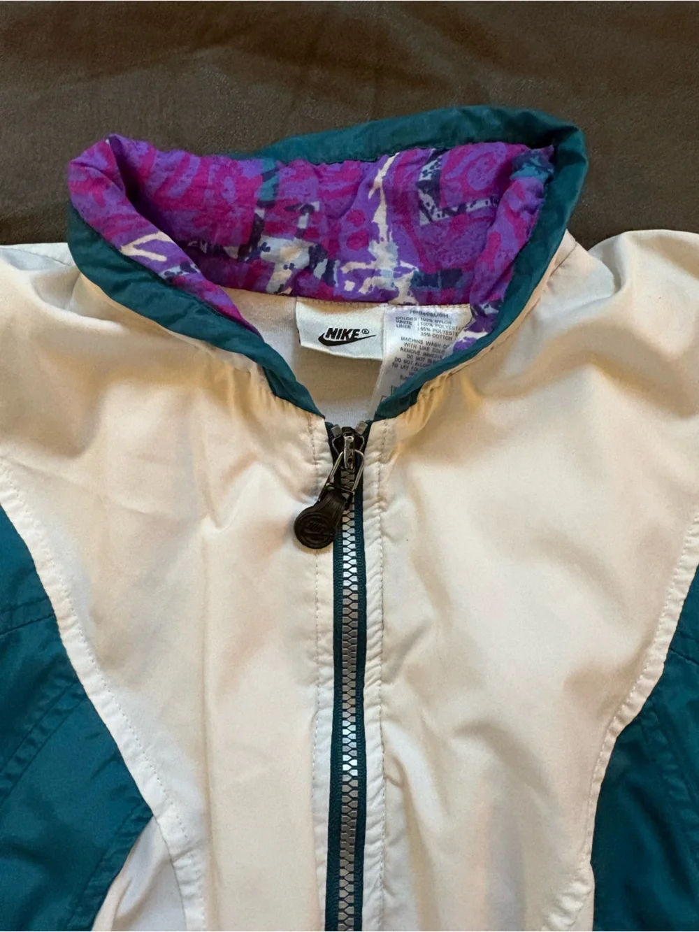 Vintage 90’s Nike Teal, Purple & Cream Nike Colorblock Windbreaker Jacket